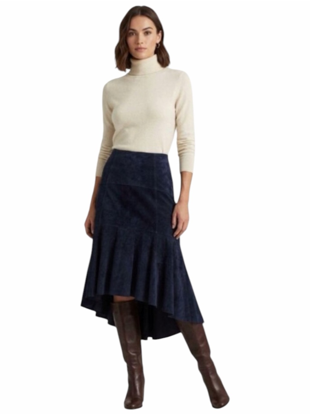 CAbi Black Genuine Suede Leather Skirt Size 4